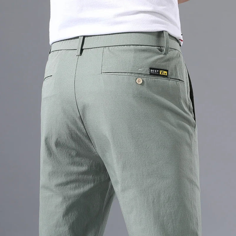 Slim Fit Stretch Cotton Chinos – Men's Lightweight Summer Pants