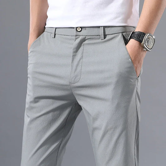 Slim Fit Stretch Cotton Chinos – Men's Lightweight Summer Pants